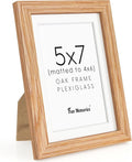Fun Memories 5x7 Picture Frame, Solid Oak Wood 5 x 7 Frame with Plexiglass, 5 by 7 Photo Frame for Wall & Tabletop Display, 5x7 Picture Frame Matted to 4x6, Natural Oak Color, 1 Pack