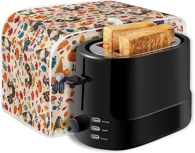 UNICEU Fall Pumpkin Turkey Toaster Covers 2 Slice Bread Maker Dust Cover Kitchen Small Appliance Dust Protector Thankgiving Day Gift