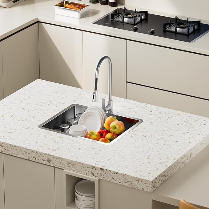 23 inch Undermount Handmade 18 Gauge Single Bowl Stainless Steel Kitchen Sink with Accessories