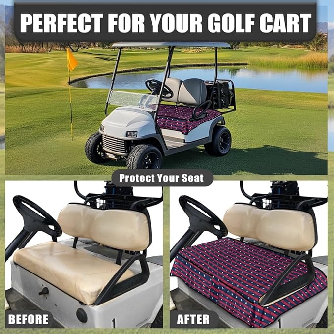 Golf Cart Seat Cover Cushion with Sweat Absorbing Fabric and Secure Fit for Golf Course and Utility Use