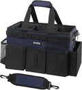 Wearable Cleaning Caddy Bag, Cleaning Caddy Supplies Organizer with Handle & Shoulder Straps for Housekeepers, Under Sink & Car Cleaning Tool Organizers with 4 Foldable Divider (DarkBlue)