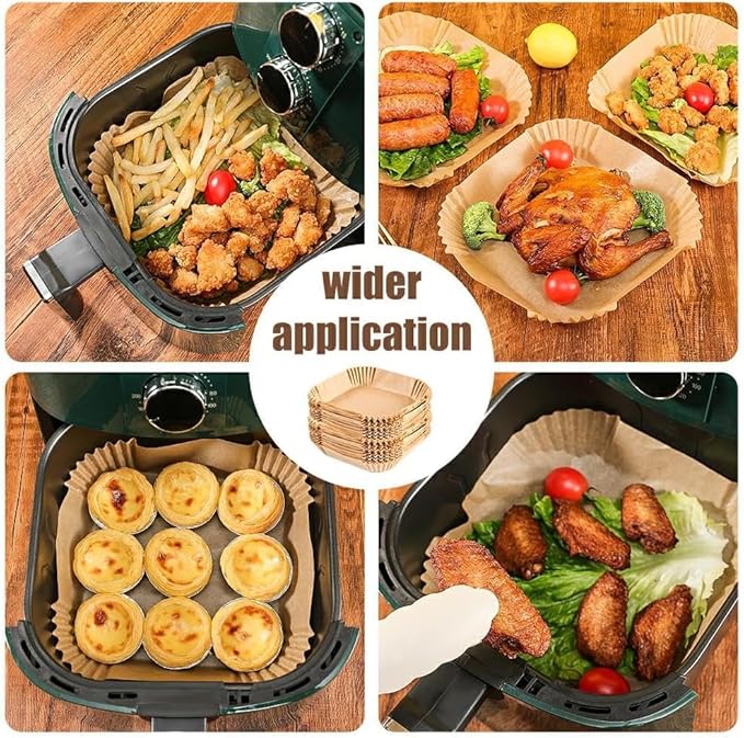 250 Pcs Air Fryer Liners Disposable,Food Grade Wood Pulp Parchment Paper Liners for Ninja DZ201 Dual Basket,Oil-proof& Non-stick(8.1x5.5 Inch,250Pcs)