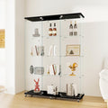 66.5" H 4-Shelf Extra Large Glass Display Cabinet with Double Doors,Modern Floor Standing Curio Cabinet Bookshelf Collection Display Case with Lockable Casters & Lock for Living Room (Black)