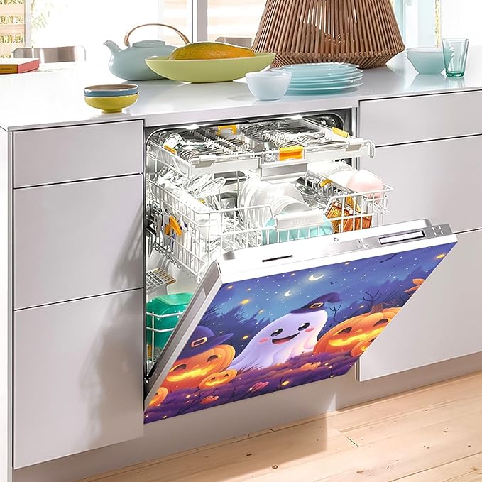 Halloween Ghosts Pumpkins Dishwasher Magnet Cover Sticker Magnetic Refrigerator Panel Front Door Fridge Microwave Decal