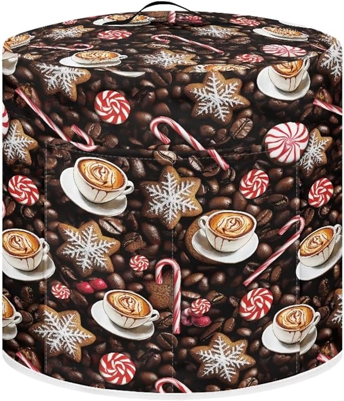 Coffee Dust Cover for Kitchen Instant Pot Accessories Appliance Cover Quart Pressure Cooker Air Fryer Rice Cooker Kitchen Appliance Dust Covers with Storage Pockets Size L