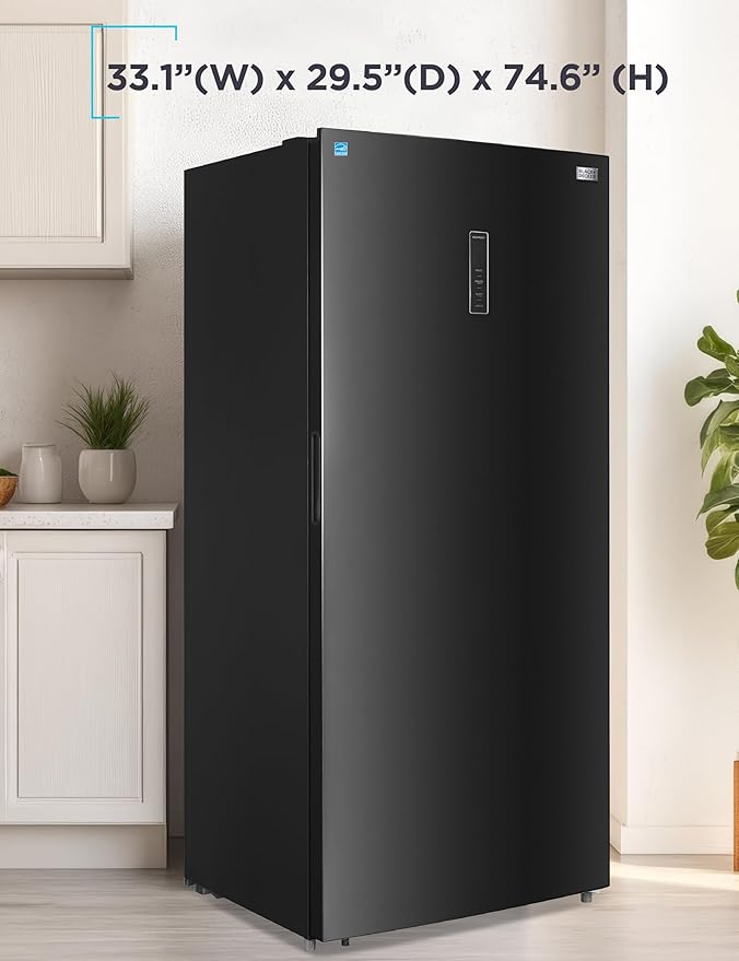 BLACK+DECKER 21.2 Cu. Ft. Convertible Freezer Refrigerator, Upright Freezer with Glass Shelves, Reversible Door, ENERGY STAR rated, Frost Free, BUC2120MB, Black