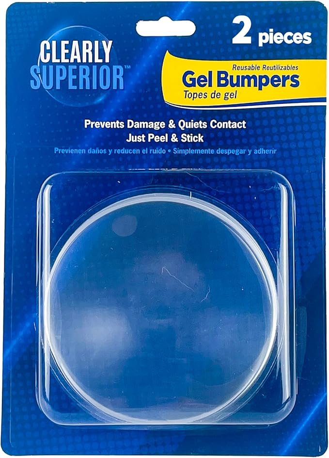 Large 3.5" Clear Round Bumpers 2 Pack – Self Adhesive Door Stoppers for Walls - Doorknob Protectors - Protects Wall Surface from Doors and Doorknobs