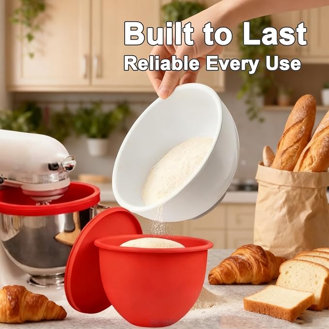 Silicone Bowl Insert Compatible with 5 Qt KitchenAid Tilt-Head Mixer, Food-Grade Non-Slip Bowl Liner, Dishwasher Safe & Easy to Clean Replacement Accessory (White)
