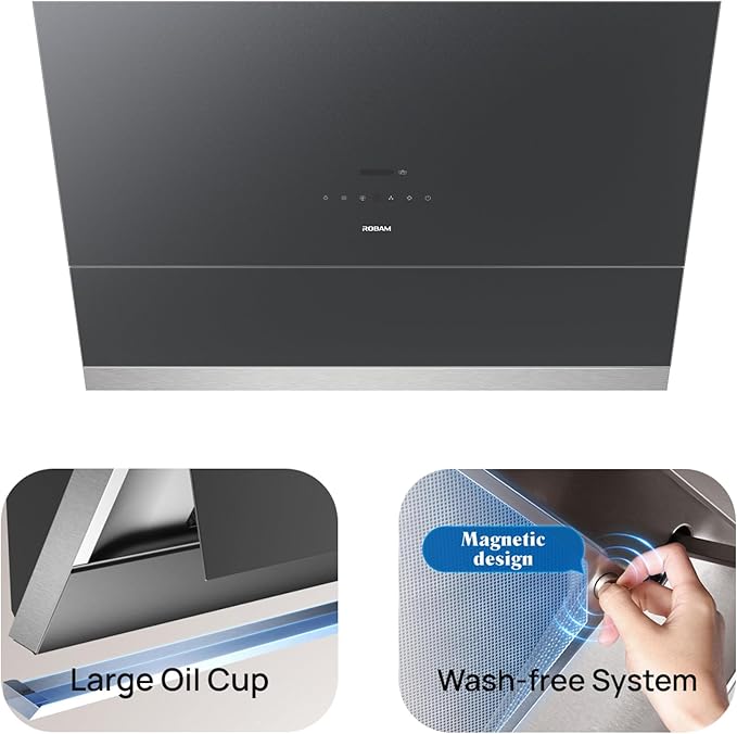 ROBAM Under Cabinet or Wall Mount Kitchen Range Hood 36" R-Max3 Black, 1400CFM Auto-Adjust Speed Control with LED Lights Vent Hood, Fingerprint Resistance and R-Link Tech