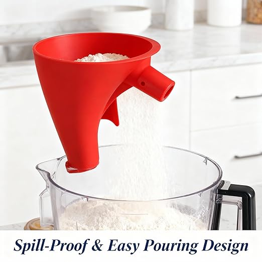 Flour Funnel for Kitchen Aid Mixer 5 Qt,for 4.5–5 Qt Tilt-Head Models-Stand Mixer Attachment,Easy Pour No-Mess Attachment, Anti-Splash Accessory, Durable Dishwasher-Safe Baking Tool (Black)
