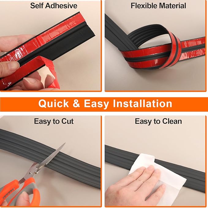 Wall Corner Protector & Edge Guard，Peel and Stick Wall Trim Moulding Inside & Outside Corner Molding Trim Caulk Strip, Self Adhesive Trim for Wall Edge,Ceiling,Countertop, 1.6” W x20’ L，Black