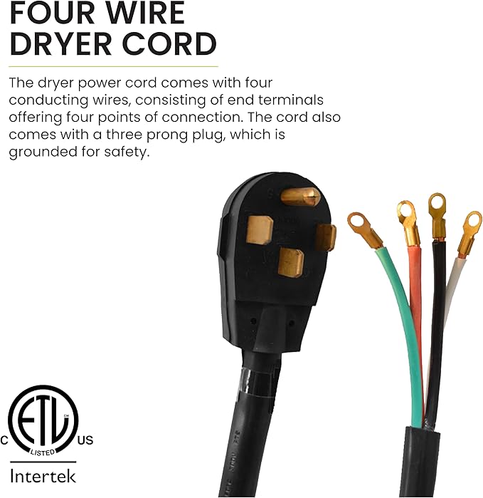 Go Green Power GG-27304 4' 4 Wire Dryer Cord, 30 Amp