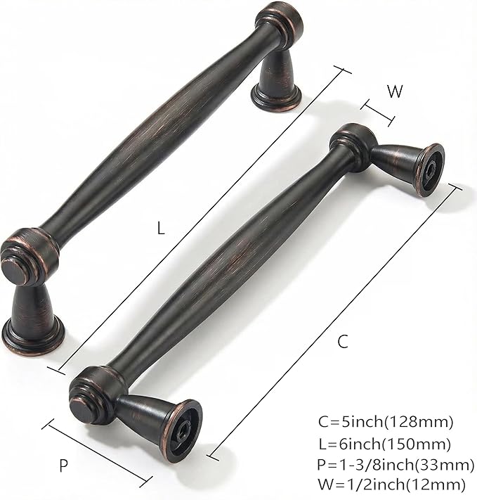 khtumeware 2 Pack 3-1/2 Inch(89mm) Oil Rubbed Bronze Cabinet Pulls Soild Vintage Bronze Kitchen Cabinet Handles Antique Bronze Kitchen Cabinet Hardware for Cupboard Drawer Handles Dresser Pulls