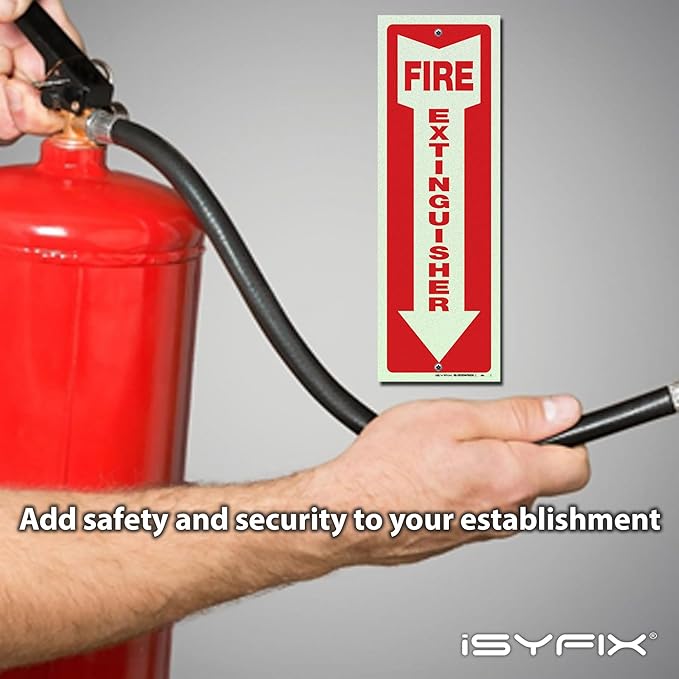 iSYFIX Fire Extinguisher Reflective Signs – 10 Pack 4x12 Inch – 40 mil Thick Polystyrene Plastic, Laminated for Ultimate UV, Weather, Scratch, Water & Fade Resistance, Indoor & Outdoor