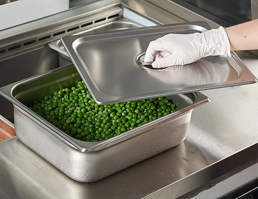 CURTA 6-Pack 1/2 Size Steam Table Pan Covers with Handle, NSF Certified 18/8 Stainless Steel Hotel Pan Lids for Catering, Buffet, Restaurant, Commercial Kitchen, Dishwasher Safe
