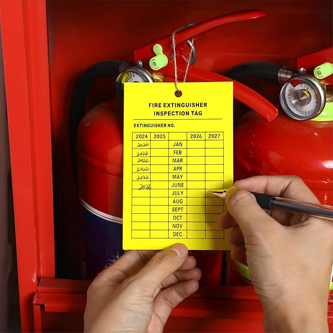 Monthly Fire Extinguisher Inspection Tags Record 4-Year Maintenance Tags Fire Recharge and Inspection Record Tag for Indoor Outdoor Extinguishers(50 Pieces)