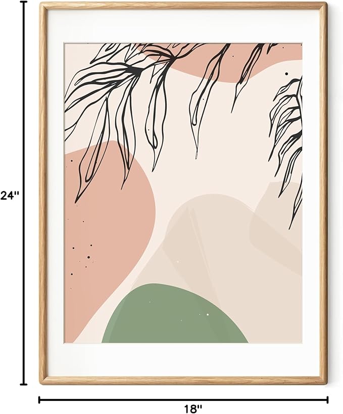 Axeman 18x24 Oak Frame - Rounded Corner 18 x 24 Picture Frame Matted to 16x20 - Natural Oak Wood 24x18 Poster Frame with Tempered Glass for Wall Mount Display