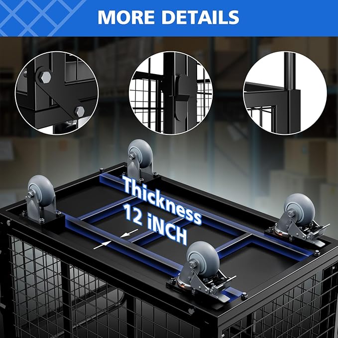Platform Truck Cart with Cage, 5 in 1 Foldable Heavy Duty Platform Cart, 2500 LBS Capacity Heavy Duty PushCart with 4 Casters for Grocery, Laundry, Warehouse, Pantry, Garden