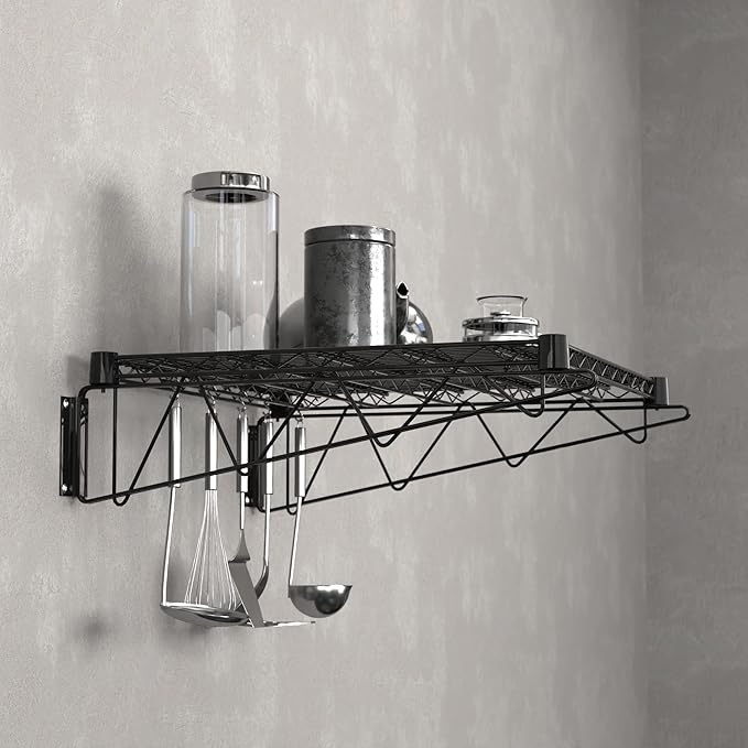 24" x 24" Black Epoxy Wire Wall Mount Shelf