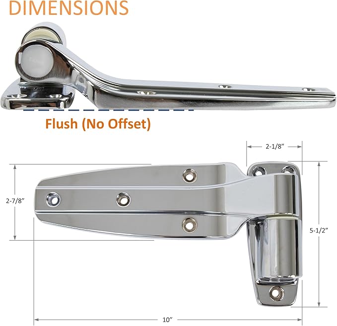 Kason 1245-187-54 Reversible Cam-Rise Hinge Chrome Finish for Freezer/Cooler/Refrigerator, 1245-644-54 (Flush)