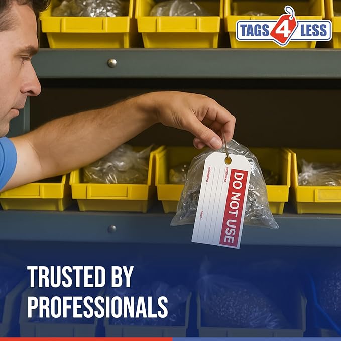 Tags 4 Less Production Quality Control Hang Tags – Equipment Preventative Maintenance Labels, for Easy Record-Keeping for Inventory Status (Do Not Use, Pack of 100)