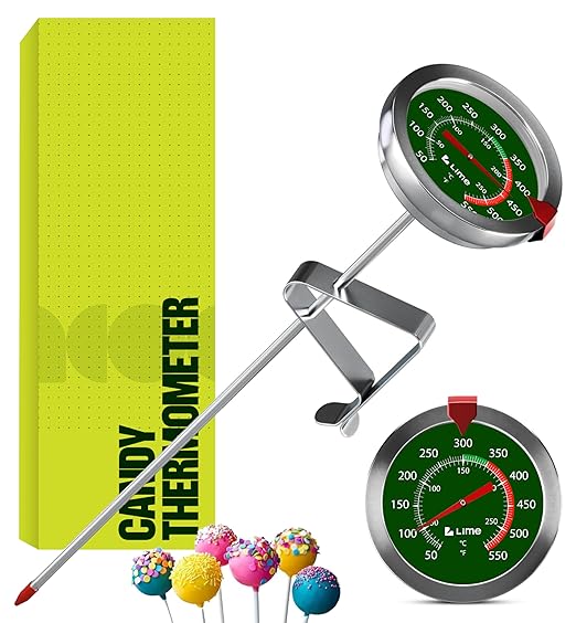 Candy Thermometer with Pot Clip - Deep Fry Oil Thermometer for Frying and Candle Making - Green