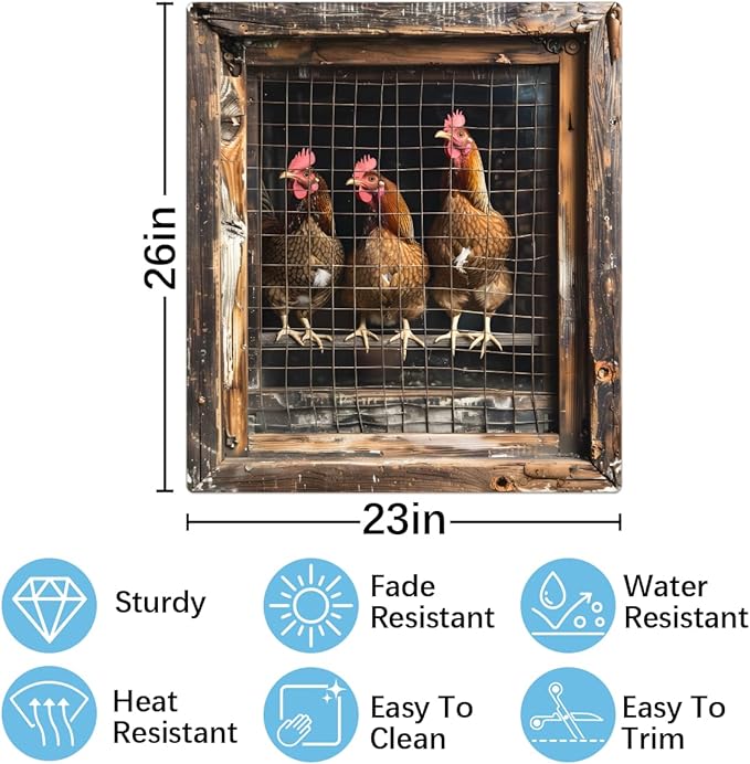 Animal Rooster Retro Dishwasher Magnet Cover Rooster Magnetic Dishwasher Decorative Cover Front Dishwasher Door Cover Reuseable Dishwasher Cover for Kitchen Refrigerator Home Appliances 23" X 26"
