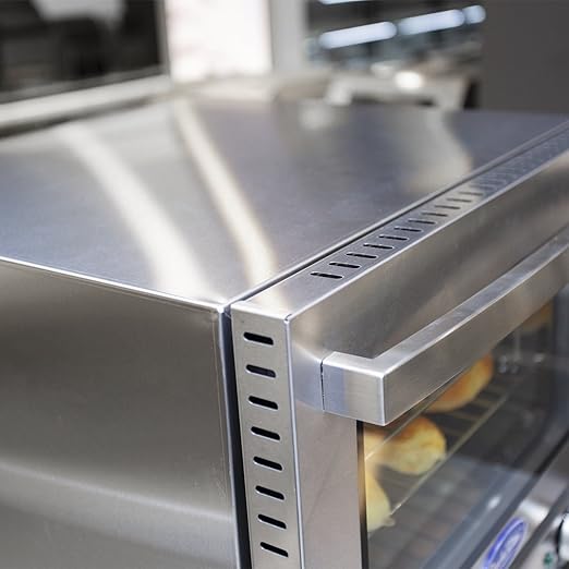 Atosa CookRite CTCO-25 Countertop Electric Convection Oven for Hotel Diner Baking | 15"H x 18 3/4"W x 19 3/4"D | Stainless Steel, Manual Control, 120V, 1440W | (Includes: Water Line Connection Kit)