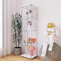 Yoluckea 4 Shelves Glass Display Cabinet with Door,Floor Standing Clear Glass Curio Cabinet Collection Display Case for Living Room Bedroom 64”x17”x14.5” White
