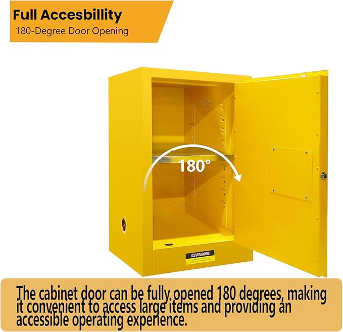 35" H × 23" D × 18" W Safety Storage Flammable Cabinet, Adjustable Shelf Galvanized Steel 3 Point Locker Flammable Storage Cabinet, for Commercial, Industrial and Lab