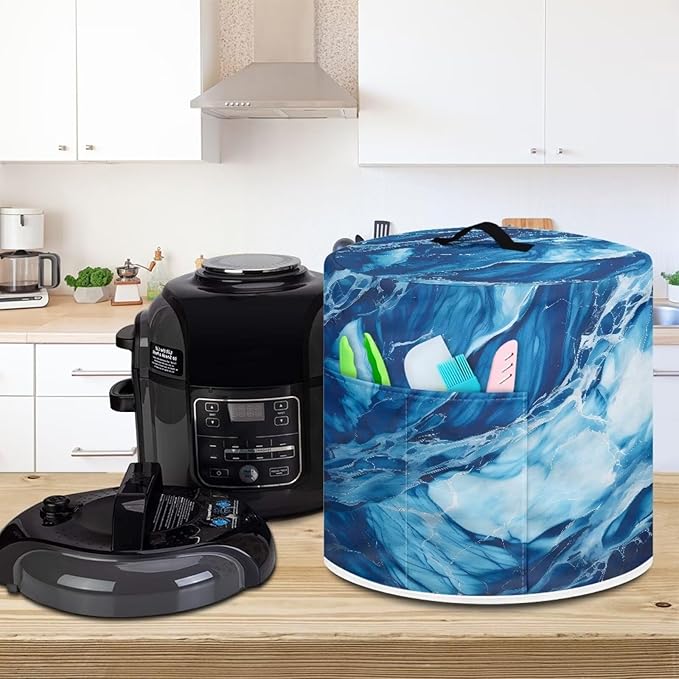 Small Appliance Covers, Dust Cover for 8 Quart Air Fryer & Pressure Cooker Kitchen Appliance Accessories, Pressure Cooker Air Fryer Rice Cooker Dust Cover, Marble Blue