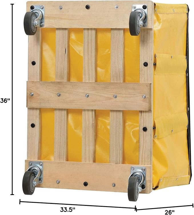 Global Industrial 12 Bushel, Yellow Vinyl Basket Bulk Truck, Unassembled, 36" L x 26" W x 33-1/2"H, Rolling Laundry Cart, Commercial Material Handling Cart with 4" Casters