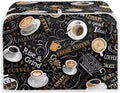 Cafe Coffee Print Toaster Cover 4 Slice Waterproof Appliance Cover with Handle Loop Kitchen Bread Baker Toaster Covers for Small Appliance
