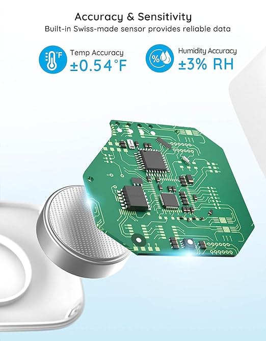 Govee Bluetooth Hygrometer Thermometer, Wireless Thermometer, Mini Humidity Sensor with Notification Alert, Data Storage and Export, 262 Feet Connecting Range, 3 Pack