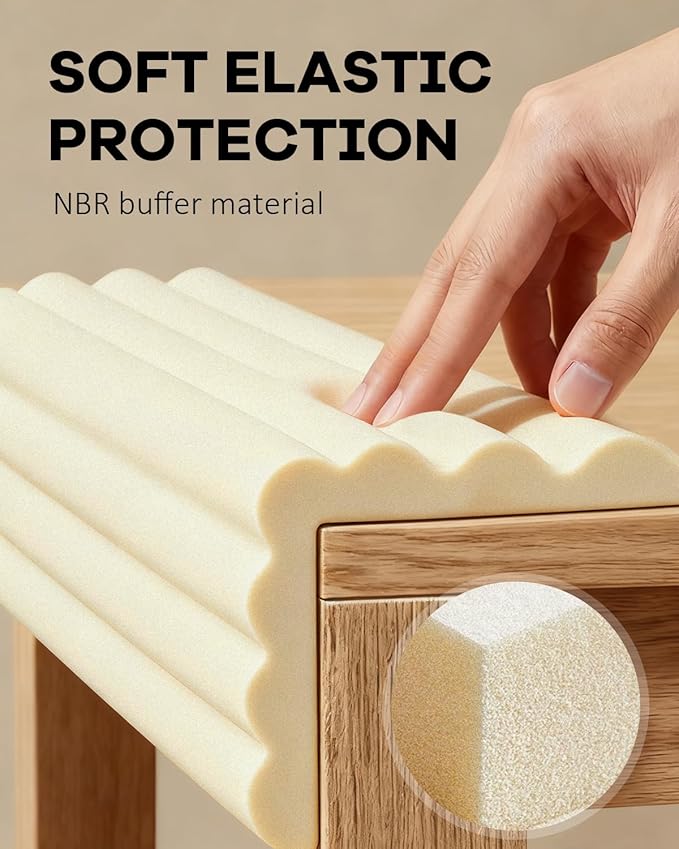 Edge and Corner Guards with Strong Adhesive Extra Thick Baby Proofing Furniture Protector for Table Desk Bed Cabinets Child Safety for Home and Nursery (Beige White, 16.4 Feet)