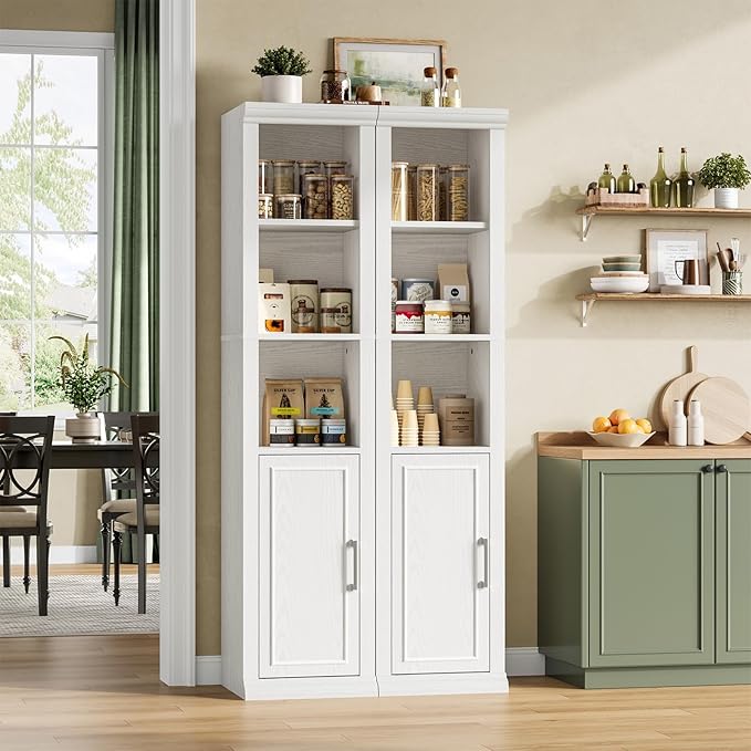 Rresyet Bathroom Cabinet, 60" Tall Bathroom Storage Cabinet with Adjustable Shelves and Doors for Small Space, Living Room, Entryway, Kitchen, White