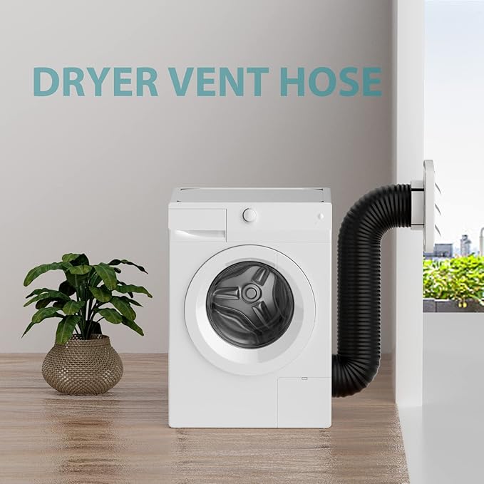 HG POWER 4 Inch Dryer Vent Hose, 16 Feet Long Flexible PVC Hose, Three Layer Noise Reducer Hose Aluminum Ducting for Heating Cooling Ventilation AC Exhaust Black