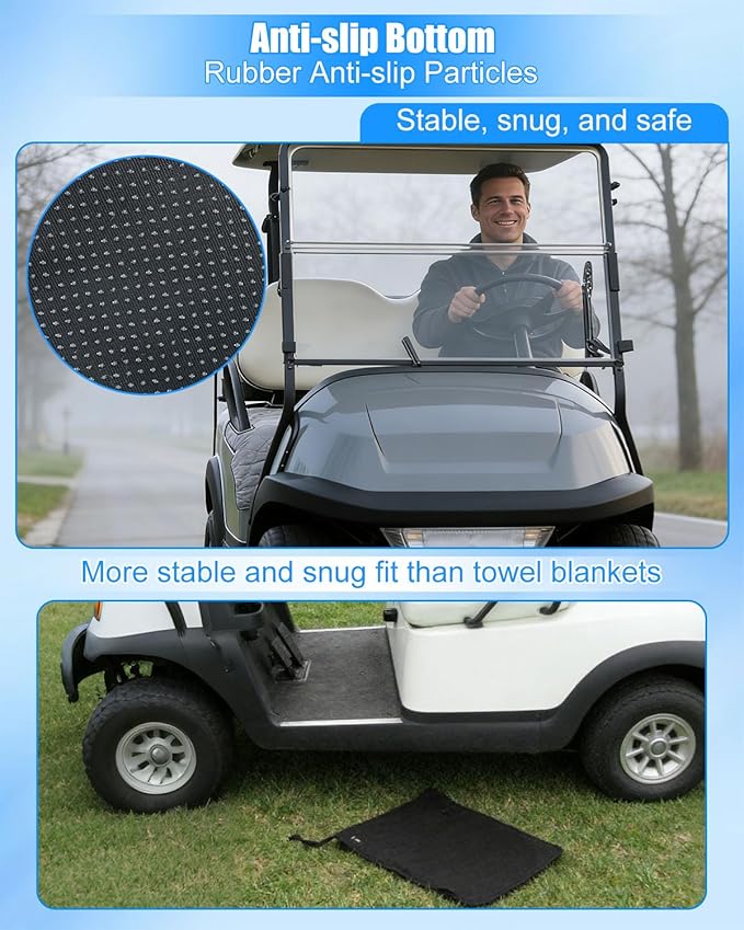 Heated Golf Cart Seat Cover, Non-Slip Winter Golf Cart Seat Warmer Towel Blanket Compatible with EZGO Yamaha Club Car and Most 2 to 3 Seats, 52×32 Inch