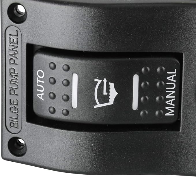 Amarine Made 3-Way Bilge Pump Switch Panel Deluxe LED Rocker Circuit Breaker - Auto/Off/Man LED Lighted Control Switches for RV Truck Caravan Vehicles Off-Road Camper