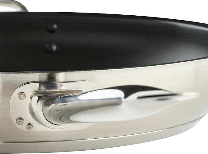 Winco Commercial-Grade Stainless Steel Fry Pan with Helper Handle, Non-Stick, 14"