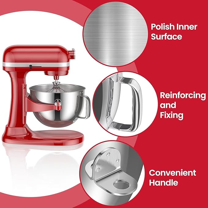 KitchenAid 7 Qt Bowl-lift Mixer - Stainless Bowl, Compatible with KSM70SKXXBK, Polished Steel with Extra Lid