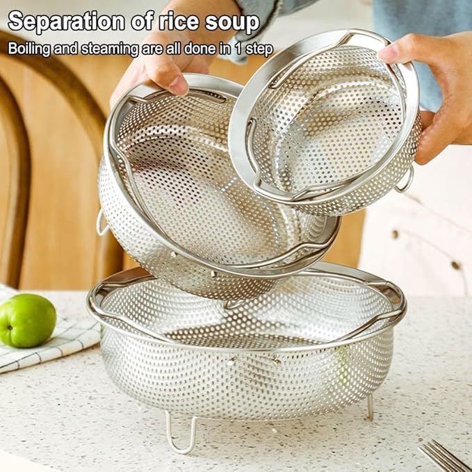 Steamer Basket for Rice Cooker, 304 Stainless Steel Steamer Insert, Separate Rice and Porridge, for Steam Basket Cooking Pots Pressure Cooker, (22cm)