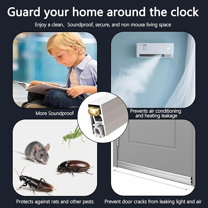Automatic Door Sweeping Bottom Aluminum Alloy 36-inch Surface Mount Type - Suitable for Door Bottom Sealing Sound Insulation Windproof Dustproof Light Blocking and Small Animal Prevention