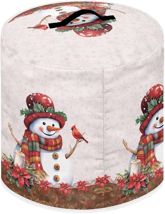 8 Quart Pressure Cooker Dust Cover with Top Handle and Storage Pocket Home Kitchen Decor Air Fryer Rice Cooker Stain-Resistant Cover Christmas Cute Snowman Print