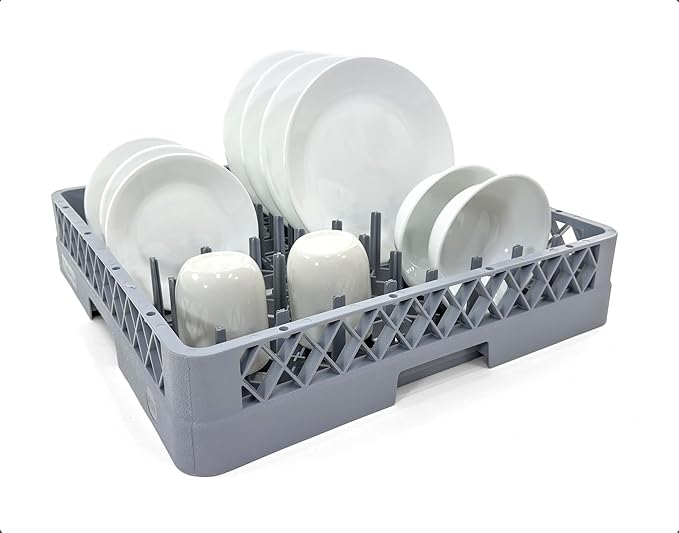 Peg Plate Rack for Commercial Dishwasher | Full Size Tray Rack | Polypropylene (Gray)