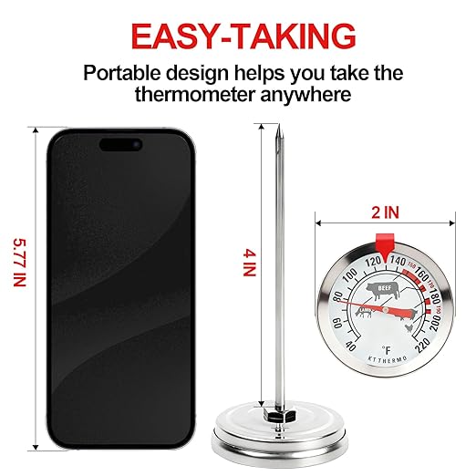 Meat Thermometer Cooking Thermometer Stainless Steel Kitchen Thermometer Temperature Labeled for Poultry, Pork, Beef