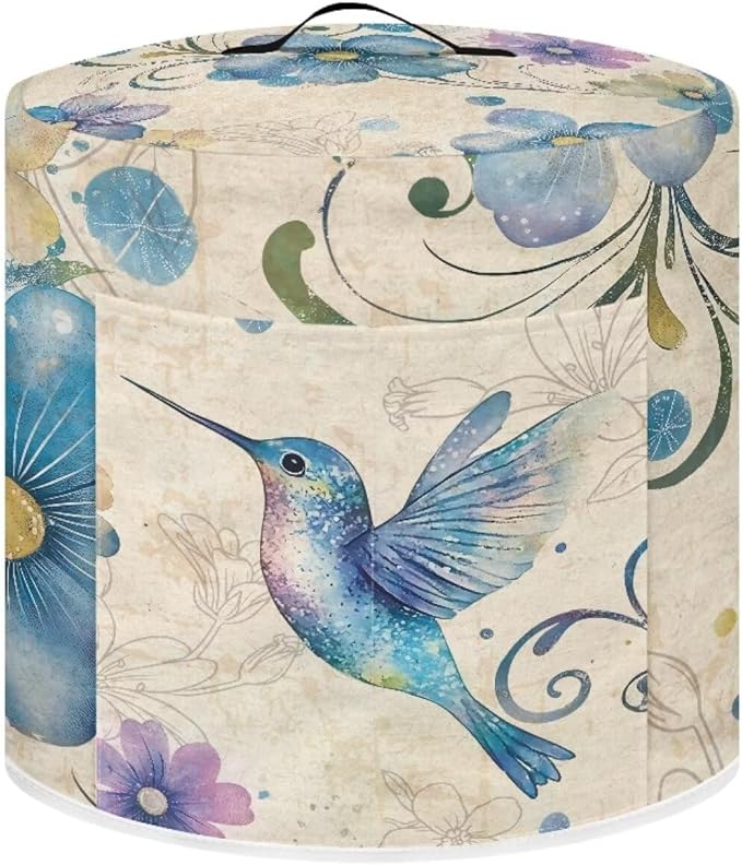 TODIYADDU Artistic Hummingbird Electric Pressure Cooker Cover Round Protective Cover Bag with Pocket and Handle for Instant Pots or Rice Cooker Kitchen Small Appliance Dust Covers Holiday Presents