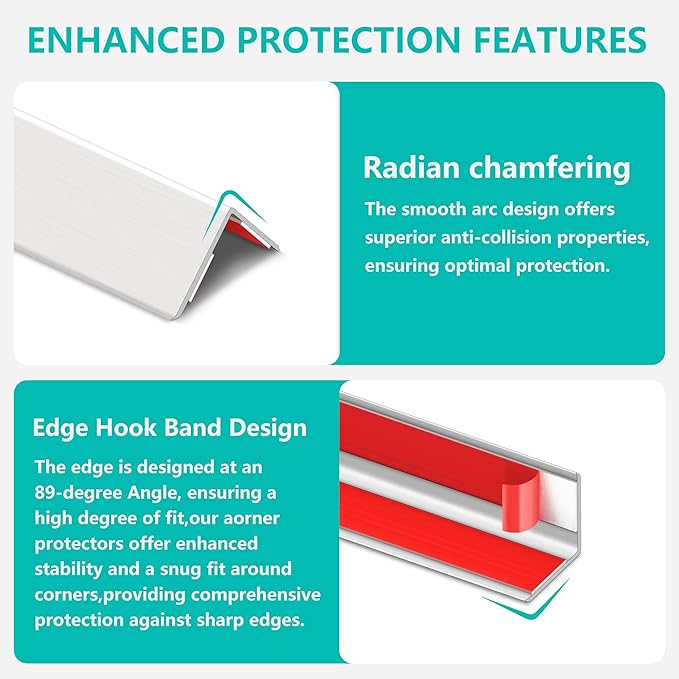 5pcs 57" L*1.42" W Aluminum Self-Adhesive Wall Corner Protectors, Wall Furniture Bumper, Safety Baby Proofing Corner Cushion Table Edge, Wide Coverage and Easy to Install - Silver