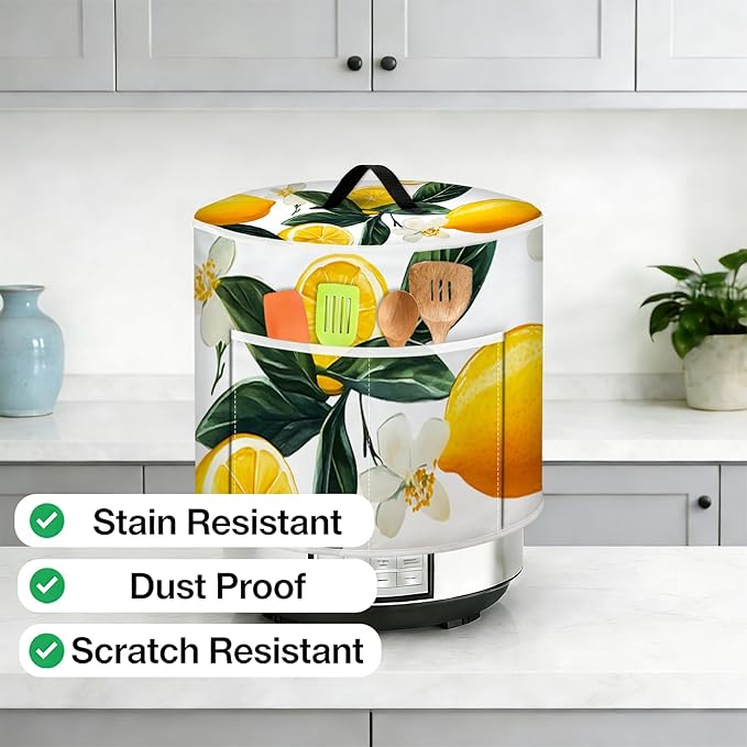 Rice Cooker Cover, Dust Cover for Kitchen Appliances with Handle and Storage Pocket, Easy to Clean Kitchen Decor Gift, Fits 3-6-8 Quart Instant Pot, Slow Cooker and Air Fryer