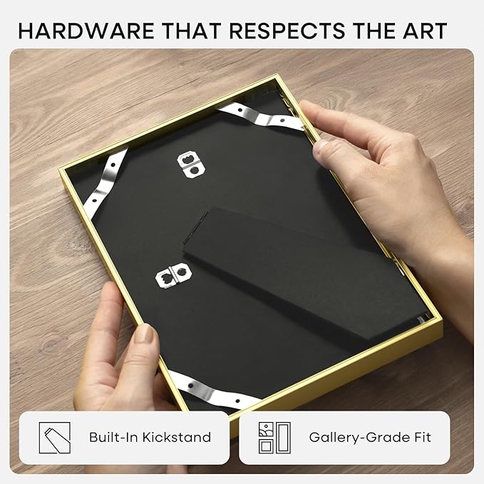 Homeforia 6x8 Picture Frame Gold, High End Metal 6 x 8 Frames with Mat 5 by 7 for Print, Photo Frame 6x8 Gold Matted to 5x7 inches Art, 6by8 Wall or Tabletop Frames, Tempered Glass, Wall Kit, Set of 2